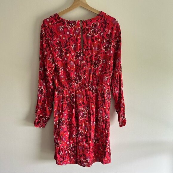 Anthropologie Maeve Wrap Mini Pink Floral V-neck Dress Womens Sz M - Picture 3 of 6